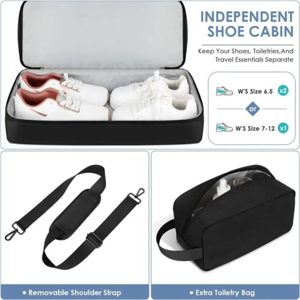 Travel Bag for Men Women, Duffle Bag & Gym Bag with Shoe Compartment, Weekender